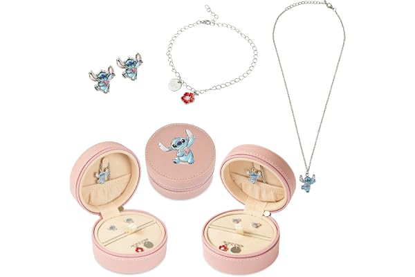 Disney Bijoux Enfants Fille, Parure, Bracelet, Boucle d'Oreille, Collier d'Amitié Stitch