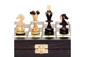 Husaria Europäisches Internationales Schachspiel aus Holz, Regal - Schachspiel in Mittlerer Größe von 35 Zentimetern mit Handgefertigten Schachfiguren