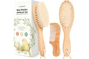 Set med babyhårborste och babykam – babyborste i trä med mjuk getborst – hårborste för småbarn babyborste och kamset – babyborstset för nyfödda – hårborste för spädbarn, vagga (oval, valnöt)