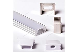 Aftertech® 3m 3 metros 1807 17x7mm PERFIL ALUMINIO PARA TIRA LED BARRA RIGIDA 3MT + TAPA MATE