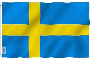 ANLEY Fly Breeze 3x5 Foot Sweden Flag - Vivid Color and UV Fade Resistent - Canvas Header and Double Stitched - Swedish Banne