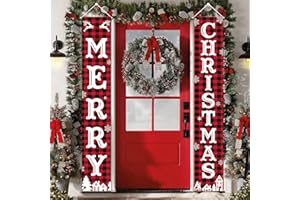 fairymaiden Świąteczne dekoracje na drzwi, baner na drzwi Wesołych Świąt, wiszące dekoracje świąteczne do użytku wewnątrz i na zewnątrz, dekoracje świąteczne na drzwi wejściowe, znak "Merry Christmas"