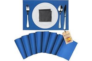 Mondiroso. Pack de 8 Manteles Individuales Mesa Lavables. Salvamanteles Individuales Antideslizantes Mantel Individual para Mesa de Comedor y Cocina. (8 uds, Azul Indigo)
