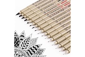 Toptime Fineliner Pens, Set of 16 Felt Tip Pens with Different Line Widths, Waterproof Fine Liner Pens Black for Artists, Smooth Handwriting Pens for Sketching, Illustration, Manga, Scrapbooking