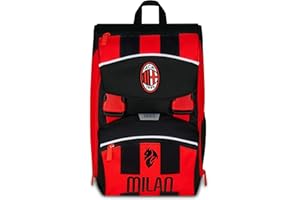 Seven Milan Zaino Doppio Scomparto Estensibile, Rosso e Nero, Squadra Calcio, Maxi Capienza, Schienale Preformato, Bambino, Scuola Elementare
