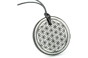 KARELIAN HERITAGE Karelian Pendentif en Forme de cœur avec Gravure EMF Protection Energie Pendentif en Forme de Fleur de Vie avec Pendentif en Forme de Cercle