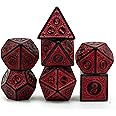 Cusdie 7Pcs/Set DND Dice Set D&D Polyhedral Dice for TTRPG Dungeons and Dragons Pathfinder Role Playing Dice Games RPGs (Red with Black Edge)