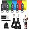 LEEWAY Resistance Band Set of 11, Exercise, Stretching and Workout Toning Tube Kit with Handles, Door Anchor, Ankle Strap| Resistant Band for Workout at Home/Gym for Men, Women (Natural Latex) Indian