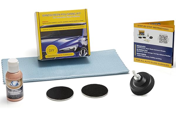 Glass Polish Kit de Polissage de Pare-Brise - Réparation de Verre Automobile Bricolage de 50 mm - Élimine Les Dommages des Essuie-Glaces, Restaure la Clarté et l'Éclat