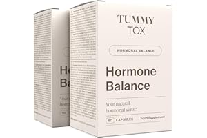 ‎TUMMY TOX Chlorella, Jod, Vitamin B6, Rosmarin, Zitronenmelisse - 120 Kapseln für 60 Tage - Östrogen Tabletten, Hormon Balance Frauen - Gratis-E-Book - Hormone Balance Tummy Tox