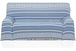 BENEDETTAHOME Colcha Foulard Multiusos Jacquard Modelo Amaya para sofá y para Cama, Algodón-Poliéster, 180x285 cms. Azul.