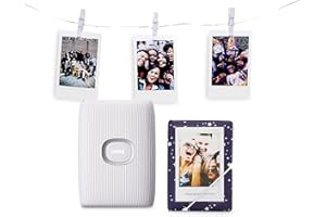 INSTAX Limited Edition LINK 2 portable smartphone printer with photo album and LED display lights, mini film format, Clay White