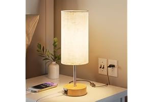 ‎UPXNBOR UPXNBOR Nachttischlampe mit Ladefunktion über USB-A- und USB-C-Anschlüsse, Nachttischlampe Touch Dimmbar mit 3 Stufen warmem Licht für Schlafzimmer und Wohnzimmer (E27 Glühbirne inklusive)