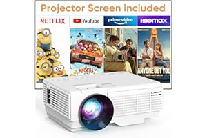 Mini Beamer, YOOYAA Bluetooth Beamer Full HD 1080P, Tragbar Video Projektor 50% Zoom, Outdoor/Heimkino Beamer für Handy Phone, Kompatibel mit Smartphone/HDMI/USB/Fire TV Stick