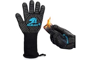 MLMLANT BBQ Gloves, 14 Inch Pizza Oven Gloves, 1472 ℉ heat resistant glove,oven grill mitts with fingers High up to 800 ℃, Heat Proof Barbecue tool with EN407 for Cooking, Baking, Fireproof (2 Pcs)XL