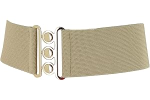 FASHIONGEN - Ceinture femme élastique, ceinture large à boucle 3 boutons, style vintage, GLORIA Fabriqué en France