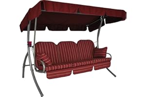 ‎ANGERER FREIZEITMÖBEL GMBH Angerer Hollywoodschaukel Ibiza – Schaukel zum Sitzen, Liegen & Entspannen, inkl. Bett-Funktion, einfache Montage, Made in Germany, hochwertiger Stoff, Bordeaux mit Streifen