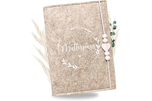 MALINO Premium Mutterpasshülle aus Filz für deutschen Mutterpass - mit Fächer für Ultraschallbild, Impfpass, Versichertenkarte - Handmade Mutterpass Schutzhülle