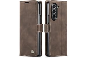 Cracedily Handyhülle für Samsung Galaxy Z Fold 5 Hülle, Klapphülle Premium Lederhülle Klappbar Flip Case Tasche Magnet Kartenfach Standfunktion Klapphülle Schutzhülle, Kaffee