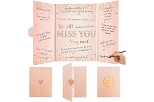 HILAVO Farewell Guest Book Rose Gold Farewell Gifts for Coworkers Friends We Will Miss You Signing Guestbook Alternative Retirement Going Away Signature Sign Card Board Keepsake Party Decorations for Women