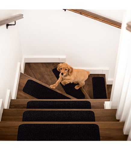Envelor Anti-Slip Rubber Stair Treads - 12x50 Inch Checker Pattern, 6 Pack, Indoor/Outdoor Non-Slip Step Mats - View #2