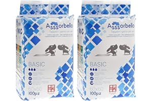 Giordanoshop 2 Confezioni Tappetini Igienici, 60X60 Cm Per Cani Ferribiella Assorbello Basic - 100 Pezzi