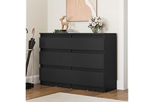 YITAHOME Chest of Drawers Bedroom, Bedroom Furniture, Chest of Drawers Wood, 6 Drawer with Runners, Bedroom Storage Unit, Modern Bedroom Bedside Storage Cabinet, 100 * 30 * 70cm (Black)