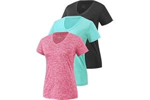 Star Vibe 3 Pack Women's Short Sleeve Dry Fit T-Shirts Moisture Wicking Athletic V-Neck Gym Tee Exercise Yoga Tops
