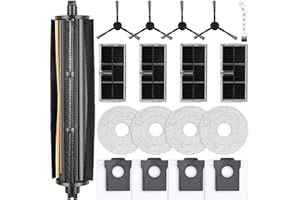 FENKABS 18 Stück Zubehörset für Dreame L10s Pro Ultra Heat / L10s Ultra Gen 2 / X30 Ultral/Mova E30 Ultra Saugroboter, 1 Hauptbürsten 4 Wischtücher 4 Filtern 4 Staubbeuteln 4 Seitenbürsten 1 Putzbürste