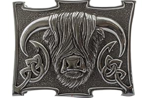 I LUV LTD Kilt Belt Buckle Mens Pewter Highland Coo Cow 3 Styles Scottish Made