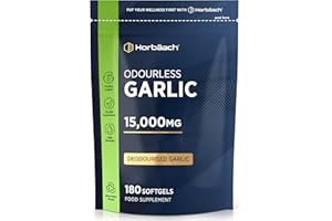 HORBÄACH Ail Inodore Gélules 15000mg | 180 Gelules | Haute Résistance | Odourless Garlic Capsules | par Horbaach
