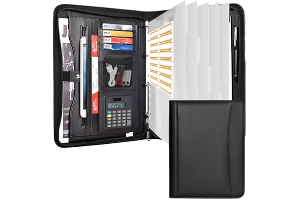 Leathario Portfolio A4 en Cuir PU, Conférencier Porte Document Pour Bureau Agenda d'affaires, Chemise de Dossier Pour Directeur
