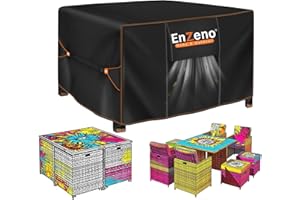 Enzeno Pokrowiec na meble ogrodowe, wodoszczelny, 125 x 125 x 74 cm, osłona na meble ogrodowe, na stół, odporna na warunki zimowe, tkanina Oxford 420D, pokrowiec ochronny na stół ogrodowy, zestaw