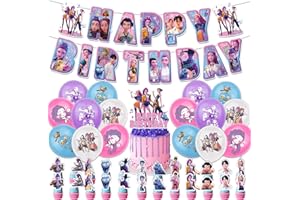 CLOVERCY Geburtstagsdeko K-Pop’s Dem-ons H_Hunters Geburtstags Partydeko Junge Mädchen, Birthday Girlande Luftballons 24 Stück Cake Toppers Für Kindergeburtstag Deko