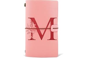 HSDSH Diario in Pelle PU iniziale, Taccuino Diario di Viaggio, Rosa Quaderno Scrittura Appunti Agenda, Compleanno Natale Regalo per Donna Ragazze Amica Studenti Sorella Collega Maestre Rosa(M)
