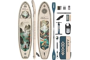 A&BBOARD 335cm x 88cm Stand Up Paddle Boards gonfiabile con accessori SUP Premium, pompa a doppia azione, zaino, design ampio e stabile, giovani e adulti