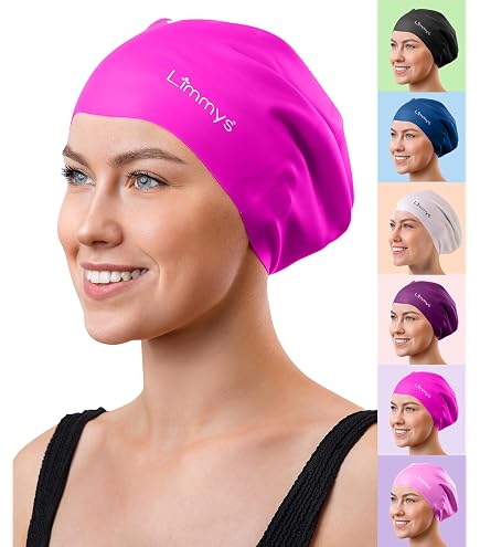 Silikon Badehaube Für Damen – Wasserdicht – Mit Rutschfestem Futter – Für Langes, Lockiges & Dickes Haar – Elegantes Golddruck-Design