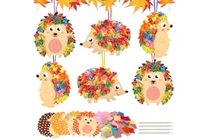 Gibocot 9 Pack Autumn Crafts for Kids - DIY Hedgehog Poke Art with Fabric & Pen Kit Creative Fall Activities for Children - Make Your Own Hedgehog Stickers & Hanging Decorations