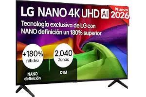 LG 43NU800B6LC - Smart TV Nano UHD AI 43" 4K Sin Reflejos 94%, 2026 | Nano UHD, Smart TV, WebOS 25 (Actualizable), Procesador Alpha 7 Gen9 AI, 144Hz, HDR10 y Dolby Digital Plus, Negro