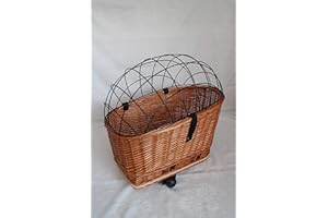 MARCUS WEIDENHANDEL Marcus-Hundefahrradkorb XXL für Gepäckträger aus Weide mit Metallgitter und Kissen Gepäckträgerkorb Einkaufskorb