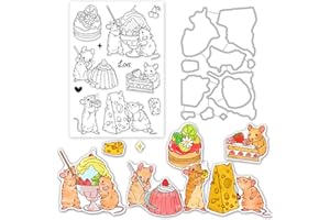 ORIGACH Home Mouse & Dessert Clear Stamps and Die Sets for DIY Scrapbooking Album Decorative Card Making