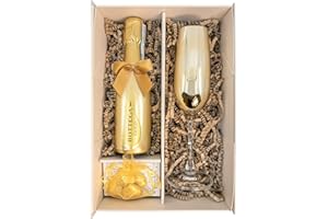SPARKLEWARE Gold Bottega Prosecco DOC 20cl Gift Set With Matching Sparkling Champagne Flute And Chocolates Fully Gift Boxed - Birthday Gifts for Prosecco Lovers (Metallic Bowl)