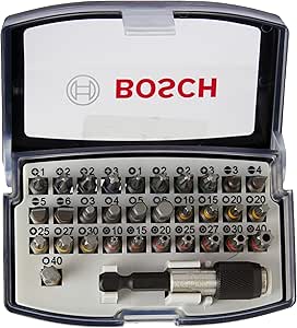 Bosch 2607017319 Professional 32-Piece Screwdriver Bit Set (Extra Hard Screwdriver Bit, Drill Driver and Screwdriver Accessories) , Silver , 13cm x 6.7cm x 4.5cm