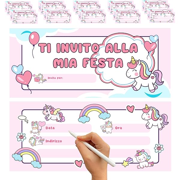 Inviti Compleanno Bambina Dekewe - 20PCS Con Buste, Stile Acquerello - Foto 9