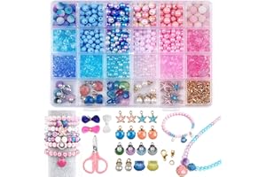Zommke Perlen für Armbänder Selber Machen,24 Farben Perlen Set Zum Auffädeln Meeresthema Inkl Schmuckzubehör zum Auffädeln, Geschenk für Erwachsene & Kinder ab 4 Jahren DIY Schmuck (625 PCS)
