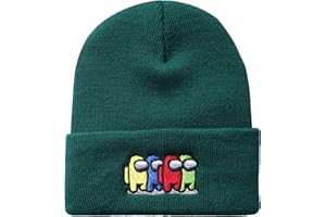 Bonamana Among Us Strickmütze Winter Beanie Mützen Warm halten Mütze Unisex Mütze für Kinder Jungen Mädchen Teenager Mütze Gamer Geschenke (GrüN)