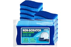AIDEA Spugne da cucina, antigraffio, 12 pezzi, spugne da cucina per piatti, spugne per pentole antiaderenti, pulisce velocemente senza graffiare, spugna per la pulizia per cucina, bagno, casa