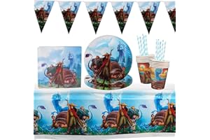 Yisscen Stoviglie per Feste di Compleanno, 52 Pezzi Raya and The Last Dragon Set di Stoviglie a Tema, Kit Festa Compleanno per Bambini piatti, tazze, tovaglioli, cannucce, tovaglie(10 Ospiti)