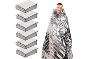 Skycase 6 Packs Emergency Thermal Blankets, Silver First Aid Foil Mylar Thermal Blankets 63"x82" for Hiking, Camping, and other Outdoors Survival