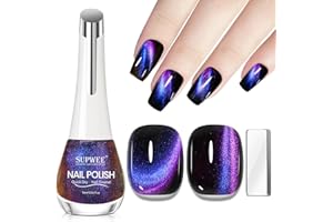 ‎SUPWEE SUPWEE Blau Lila Magnet Nagellack Schnelltrocknend, 16ML Holographic Cat Eye Nagellack Ohne UV mit Magnet Quick Drying Katzenauge Effekt Nail Polish für Mädchen Frauen